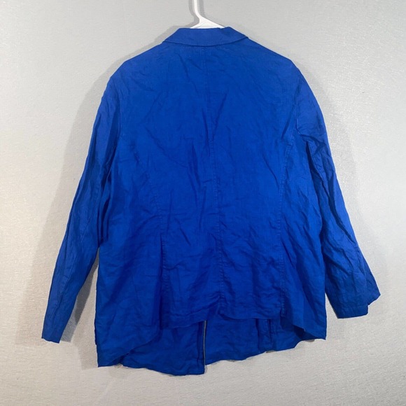 Chicos Travelers Cardigan Womens 3 Blue Long Sleeve Collared Neck Linen Casual - Picture 8 of 14